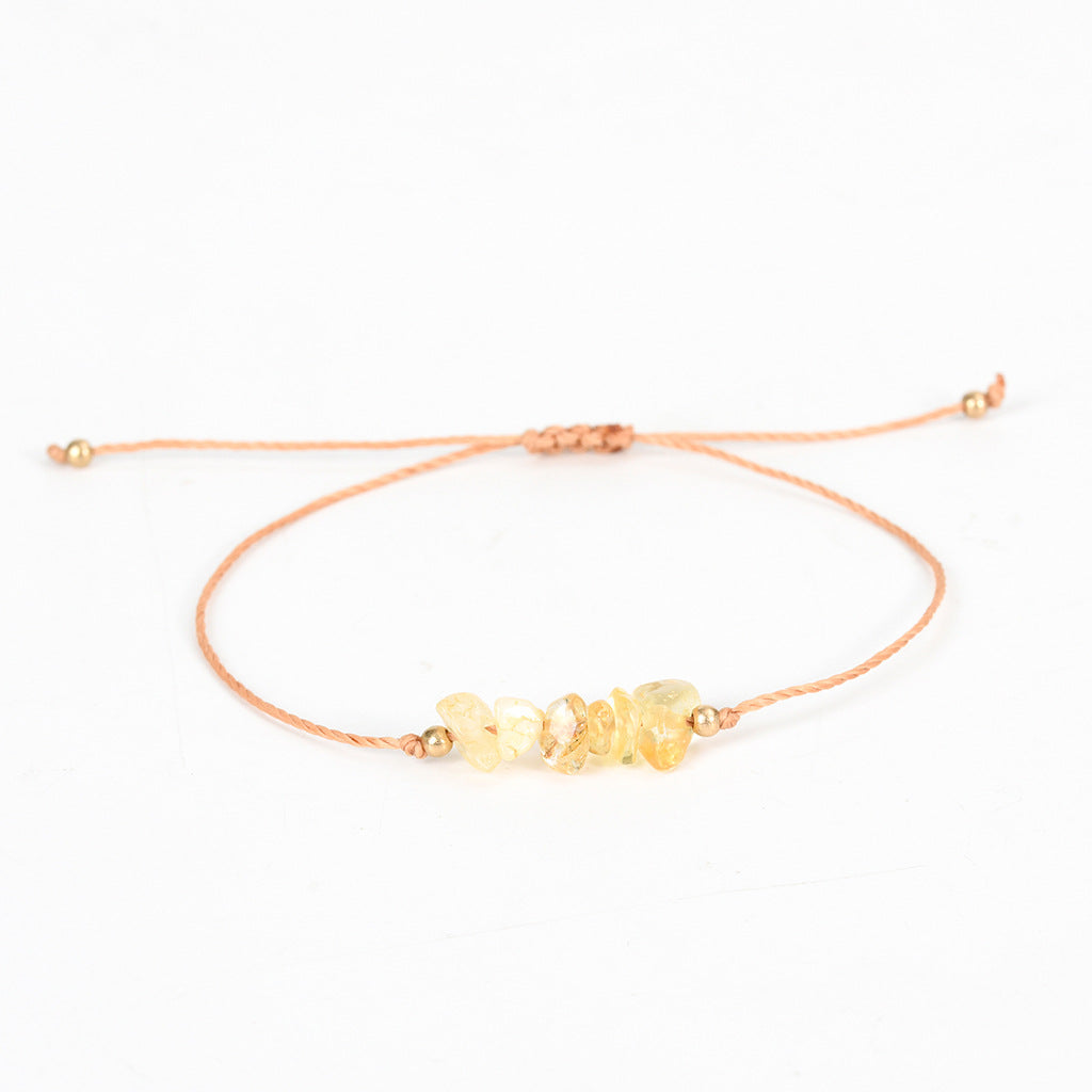 New hot selling natural crystal mixed wax thread gravel bracelet for women handmade rose quartz bracelet