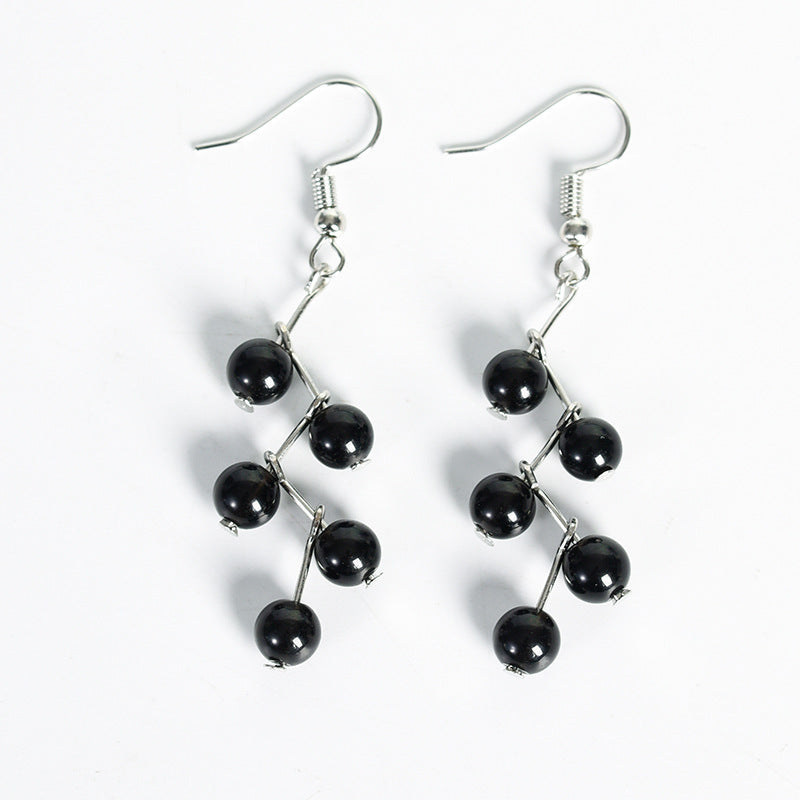 Best Selling Natural Crystal Mixed Crystal Grape Earrings Creative Simple Women's Handmade Earrings