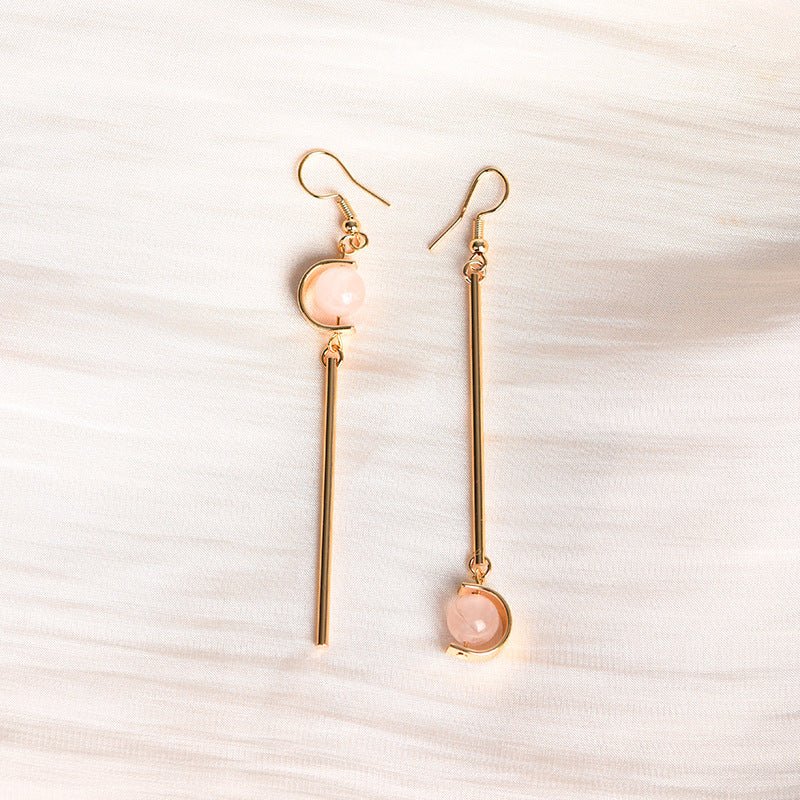 Natural crystal ball lollipop-shaped earrings, creative, simple and elegant handmade earrings