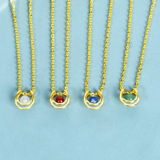 U-shaped round bead crystal necklace ins niche design high-end clavicle chain light luxury simple accessories pendant