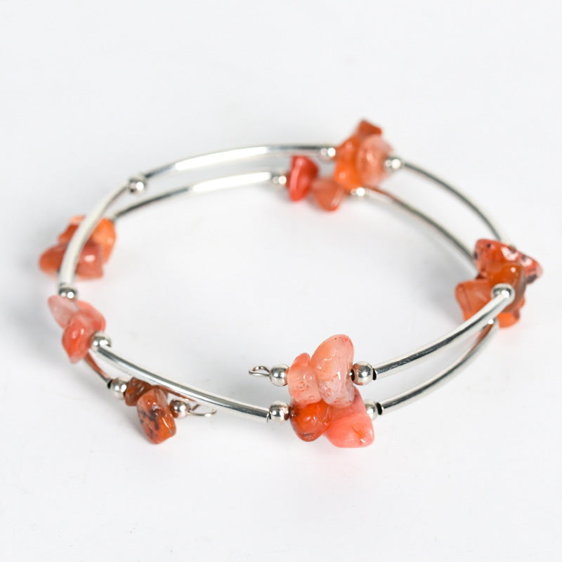 new best-selling natural crystal mixed double-layer gravel bracelet for women handmade rose quartz bracelet