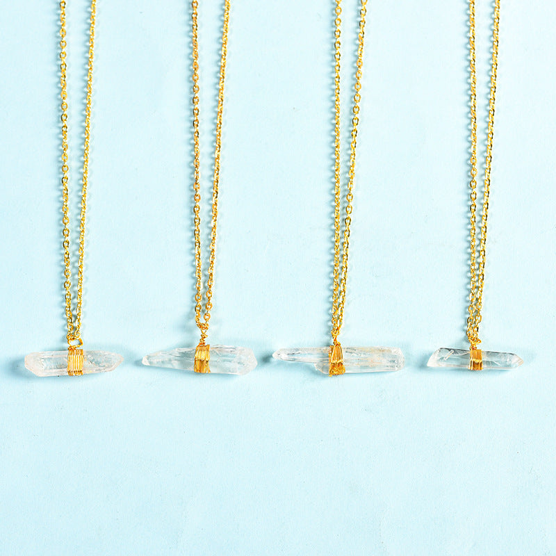 best-selling white crystal tooth irregular rough stone pendant creative simple women's handmade necklace