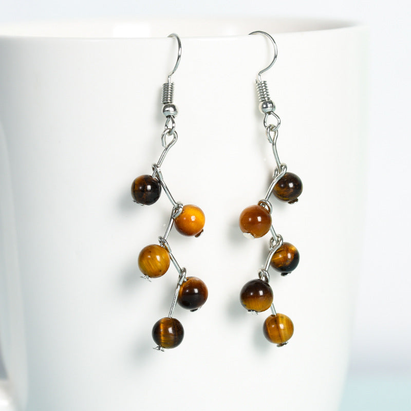 Best Selling Natural Crystal Mixed Crystal Grape Earrings Creative Simple Women's Handmade Earrings