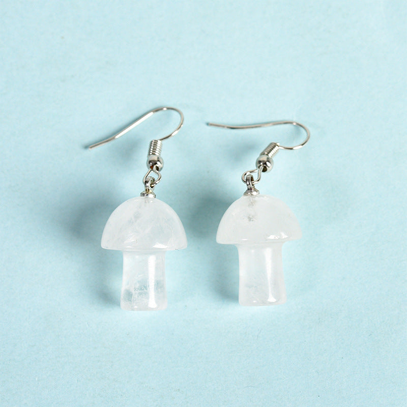 Best Selling Natural Crystal Mixed Crystal Mushroom Earrings Creative Simple Women's Handmade Earrings