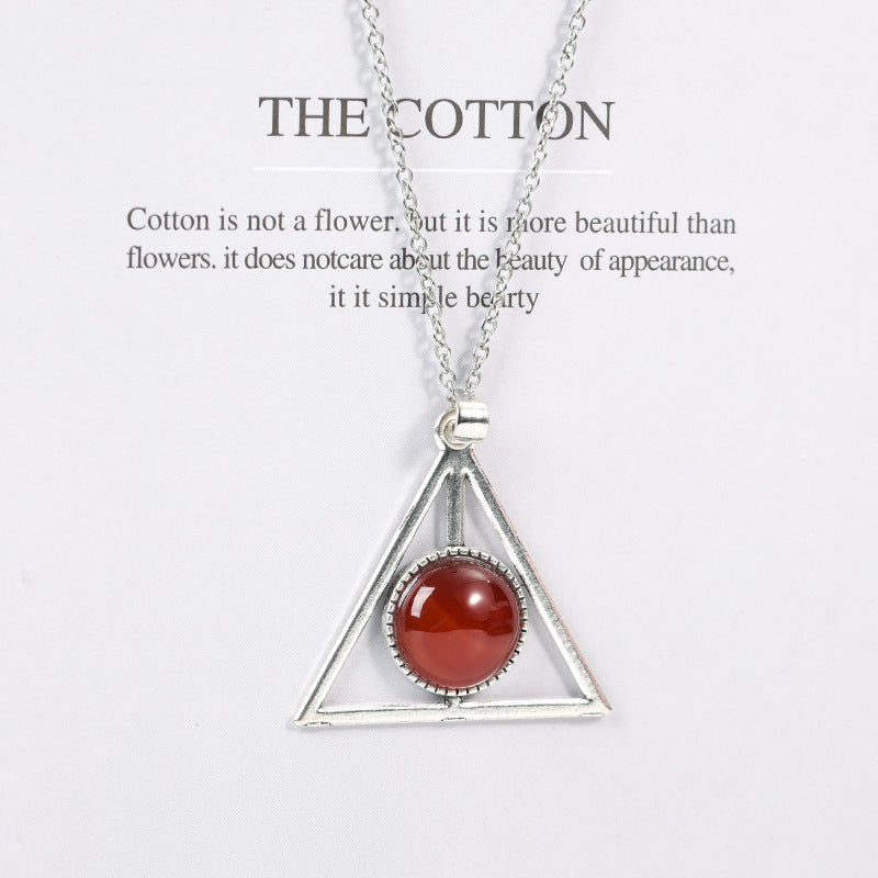 Triangular crystal necklace ins niche design high-end clavicle chain light luxury simple accessories pendant