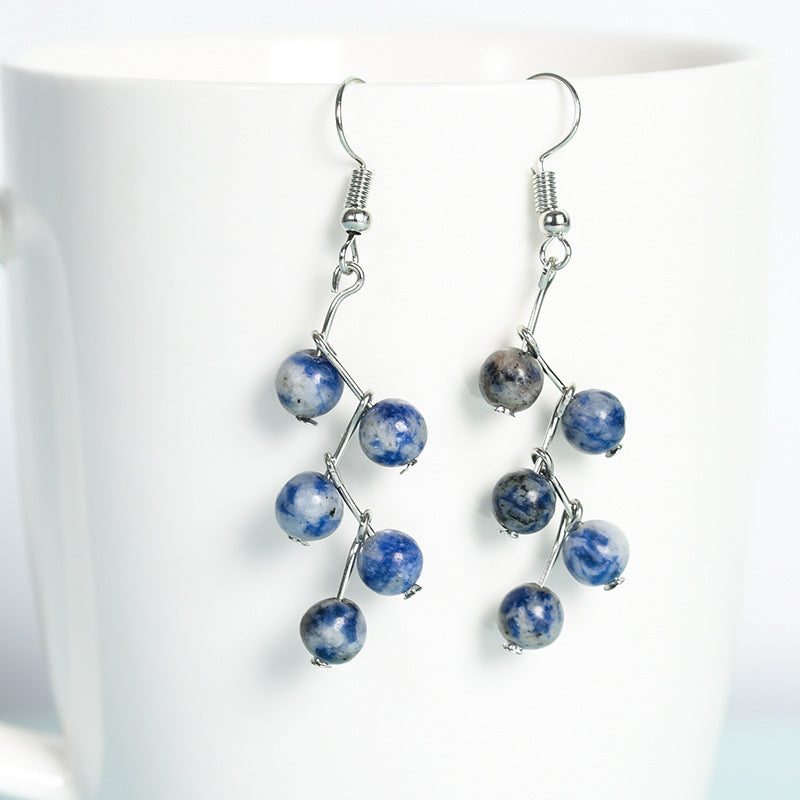 Best Selling Natural Crystal Mixed Crystal Grape Earrings Creative Simple Women's Handmade Earrings