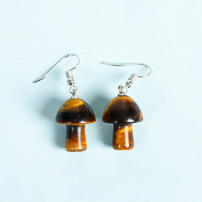 Best Selling Natural Crystal Mixed Crystal Mushroom Earrings Creative Simple Women's Handmade Earrings
