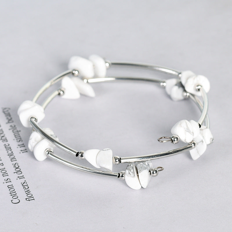 new best-selling natural crystal mixed double-layer gravel bracelet for women handmade rose quartz bracelet