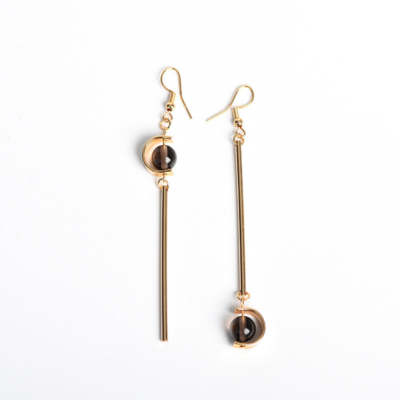 Natural crystal ball lollipop-shaped earrings, creative, simple and elegant handmade earrings