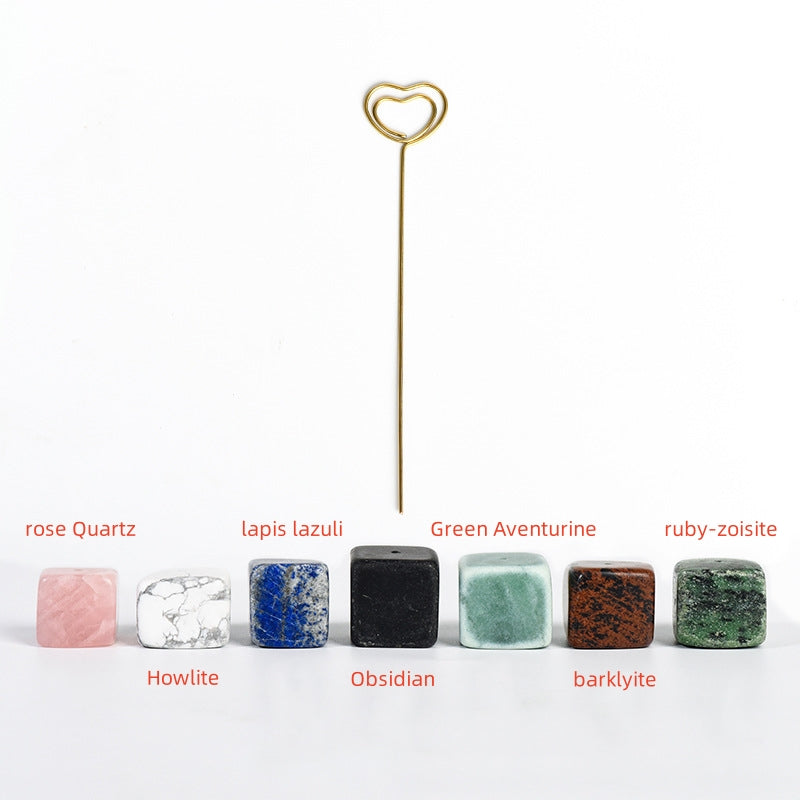 Natural crystal square stone sticky note bookmark original stone base amethyst cluster bookmark pendant creative gift