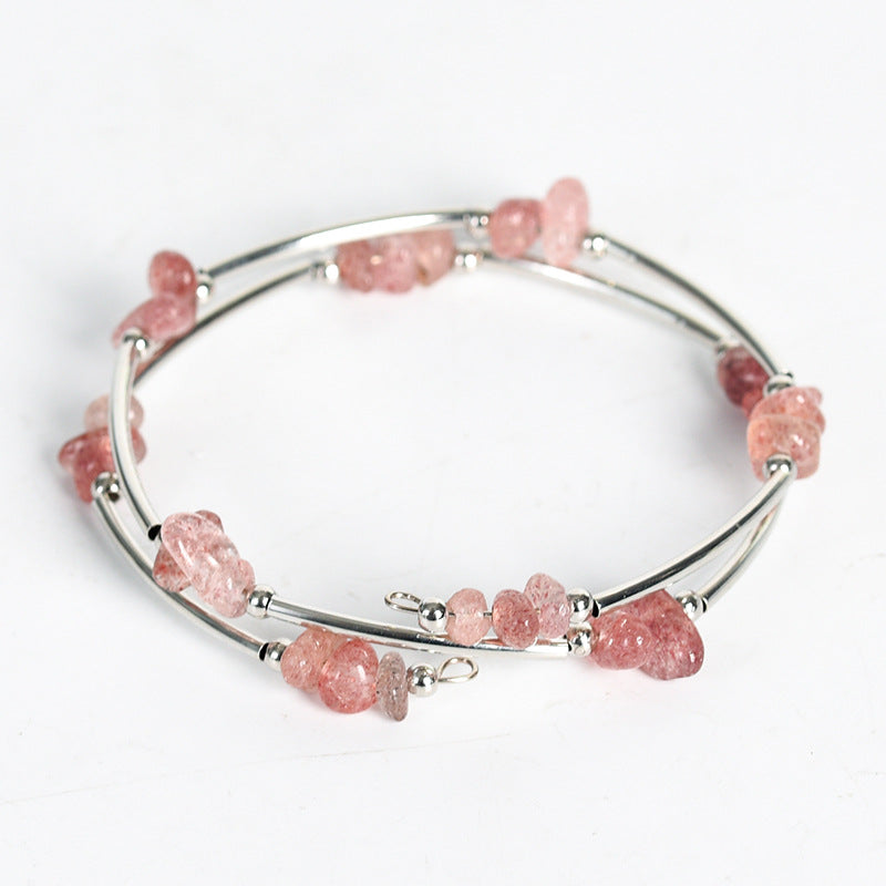 new best-selling natural crystal mixed double-layer gravel bracelet for women handmade rose quartz bracelet