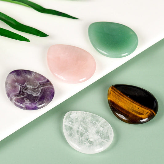 Natural jade drop-shaped massage stone energy crystal