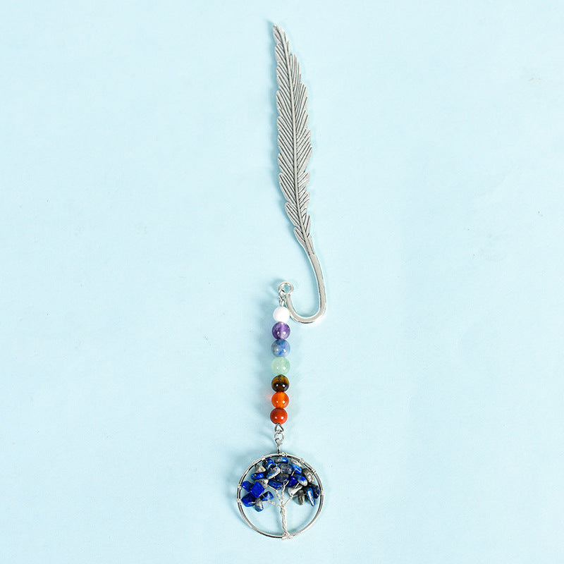 Natural crystal colorful tree of life pendant feather bookmark pendant creative classmate gift