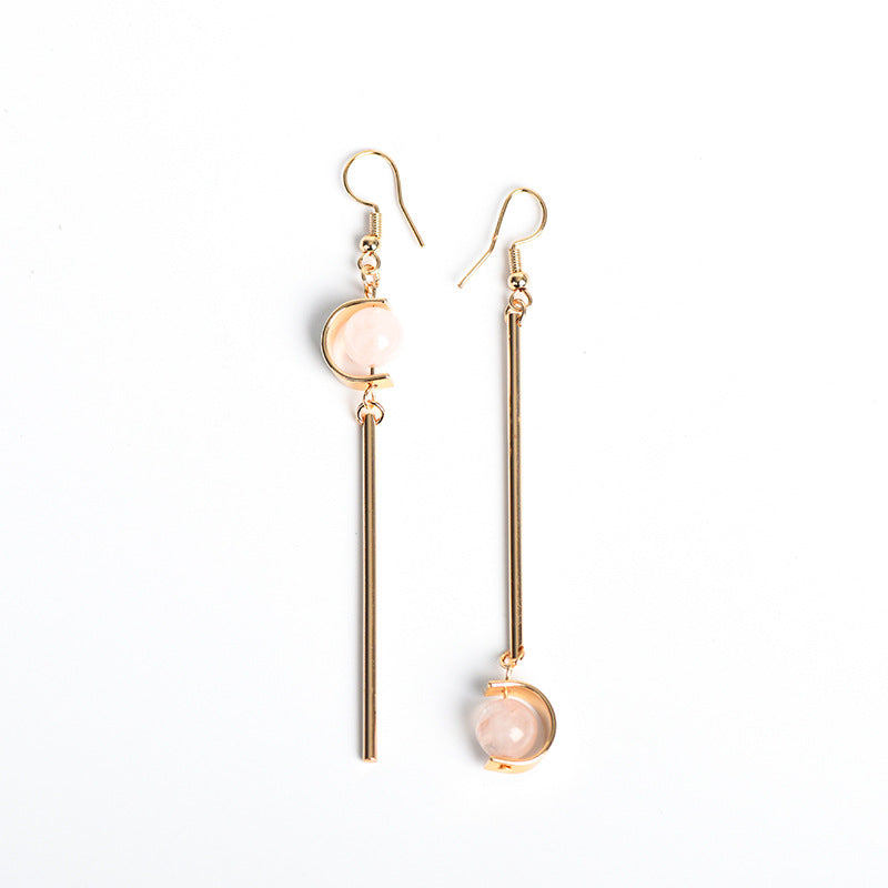 Natural crystal ball lollipop-shaped earrings, creative, simple and elegant handmade earrings