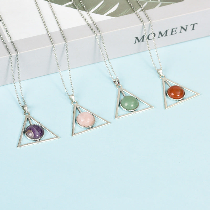 Triangular crystal necklace ins niche design high-end clavicle chain light luxury simple accessories pendant