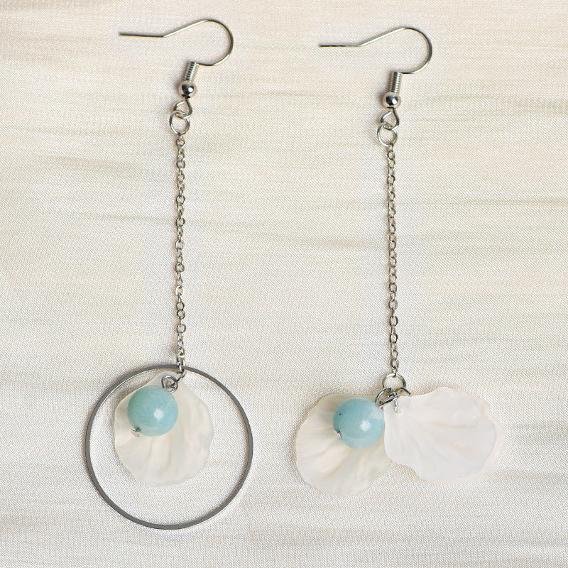 Natural crystal ball bead flower earrings creative simple and elegant handmade earrings