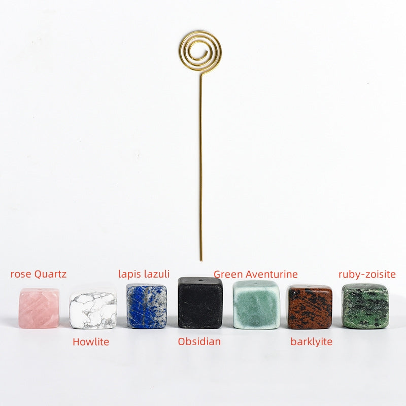 Natural crystal square stone sticky note bookmark original stone base amethyst cluster bookmark pendant creative gift