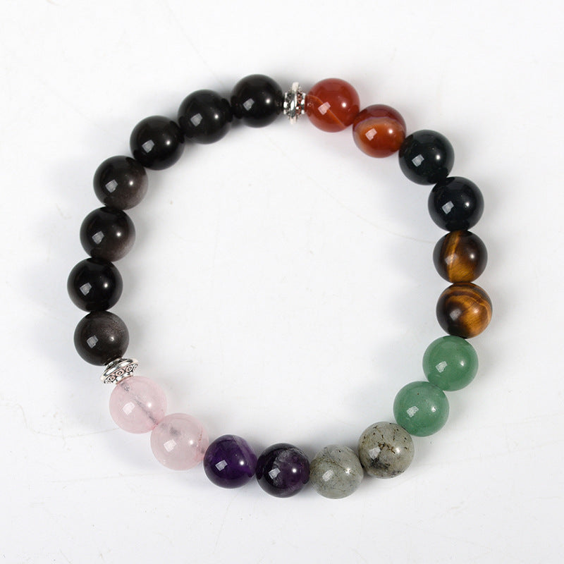 Natural crystal gemstone bracelet silver plated seven color bracelet