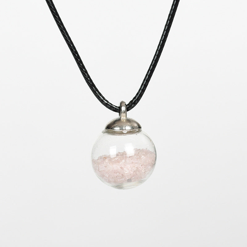 Hot selling new multi-color optional white crystal rose quartz simple personalized necklace round pendant