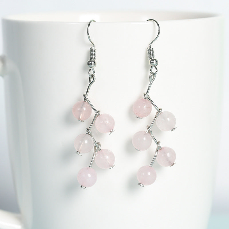 Best Selling Natural Crystal Mixed Crystal Grape Earrings Creative Simple Women's Handmade Earrings