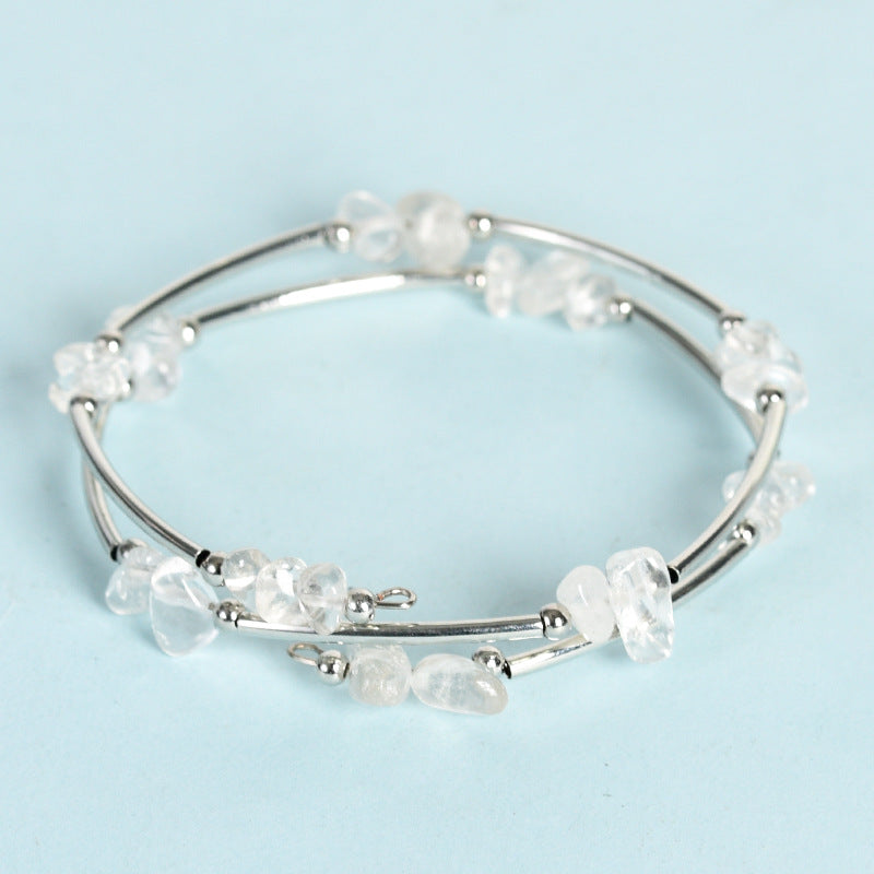 new best-selling natural crystal mixed double-layer gravel bracelet for women handmade rose quartz bracelet