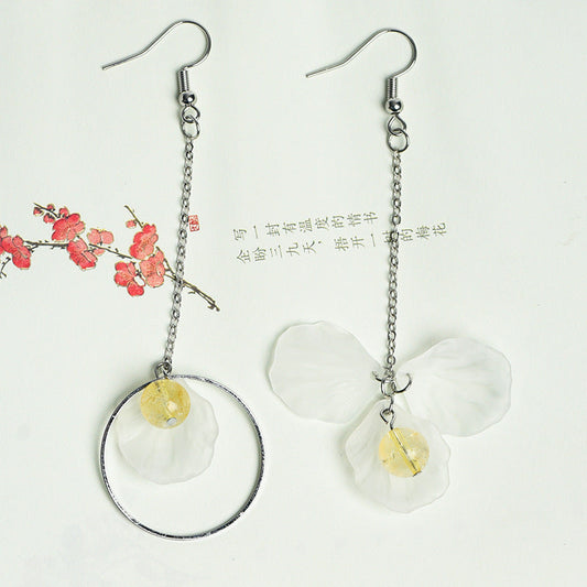 Natural crystal ball bead flower earrings creative simple and elegant handmade earrings