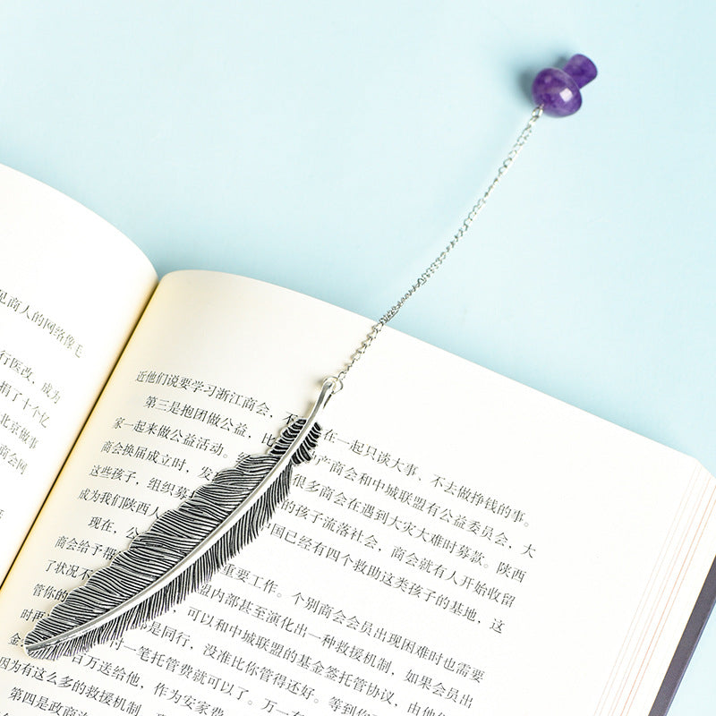 Natural crystal mushroom pendant bookmark raw stone amethyst cluster bookmark pendant creative classmate gift