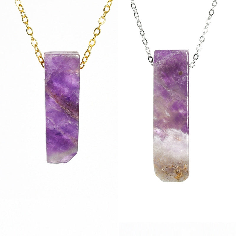 Natural crystal agate irregular flat long necklace and long pendant