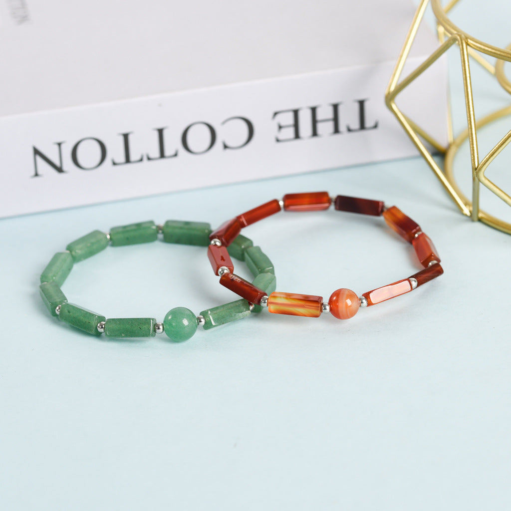 New Fashion Personalized Square Bead Bracelet Fashionable Retro Braided Leather Bracelet Ornament