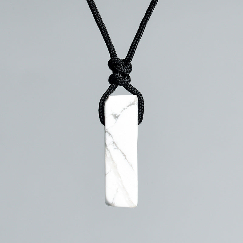 Natural crystal column pendant rope knot pink and white irregular stone necklace accessories