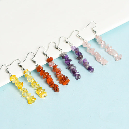 best-selling natural crystal mixed long gravel earrings creative simple women's handmade earrings