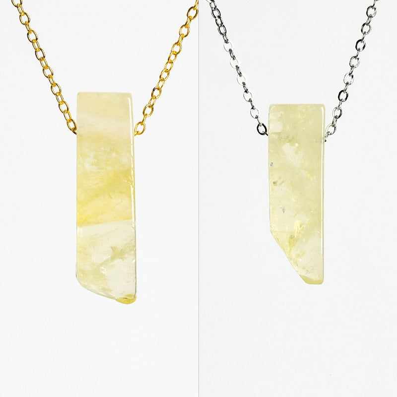 Natural crystal agate irregular flat long necklace and long pendant