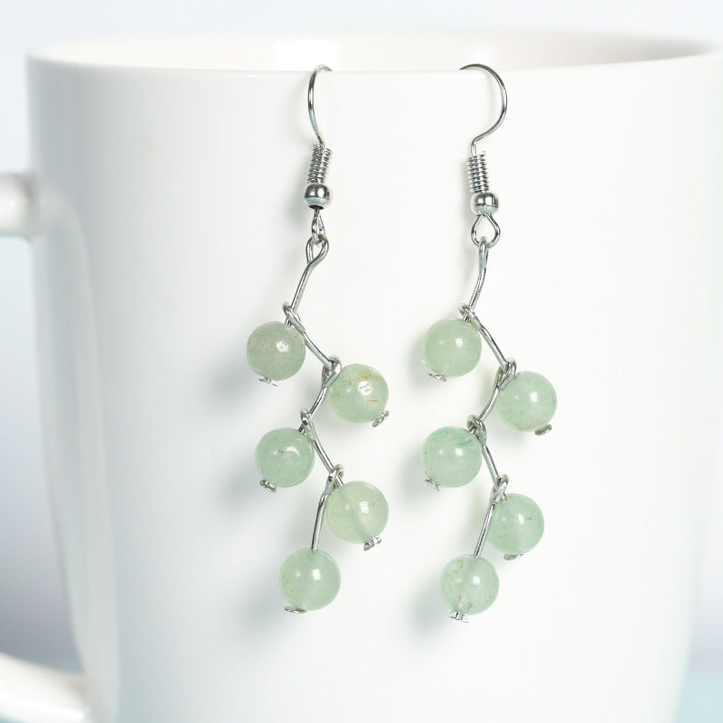 Best Selling Natural Crystal Mixed Crystal Grape Earrings Creative Simple Women's Handmade Earrings